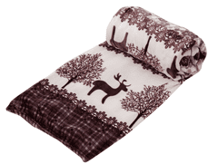 Ljubki dom Rjava božična mikropliš deka s severnim jelenom, 150x200 cm