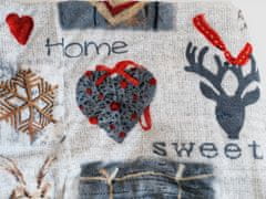 Ljubki dom Siva božična mikropliš deka SWEET HOME, 180x200 cm