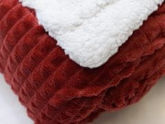 Ljubki dom Luksuzna vinsko rdeča ovčka deka iz mikropliša s kockami, 180x200 cm