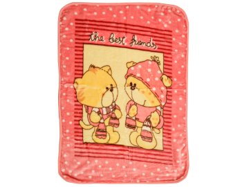 Ljubki dom Roza otroška deka MEDVEDKI THE BEST FRIENDS, 80x110 cm