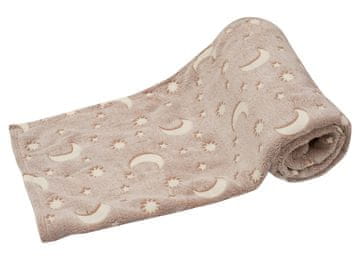 Ljubki dom Svetleča deka iz mikrotkanine ZVEZDICE IN LUNA 150x200 cm bež