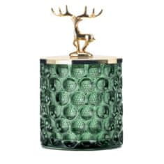 Ljubki dom Zelená skleněná šperkovnice DEER, vysoká