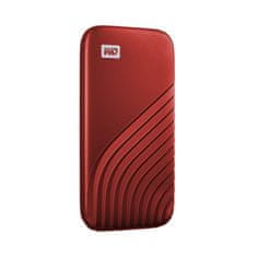 WD Zunanji trdi disk Western Digital My Passport 2000 GB rdeč, zaščita s geslom, USB Type-C, hitrost branja do 1050 MB/s, kovinska zasnova.
