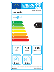 SINCLAIR okenska klimatska naprava ASW-12BI 3,7 kW hlajenja