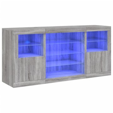 Vidaxl Komoda z LED lučkami siva sonoma 142,5x37x67 cm