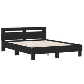 Vidaxl Posteljni okvir z vzglavjem črn 150x200 cm inženirski les
