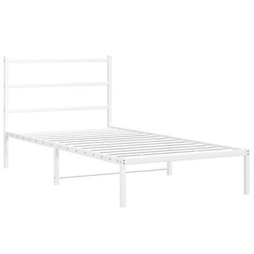 Vidaxl Kovinski posteljni okvir z vzglavjem bel 100x200 cm