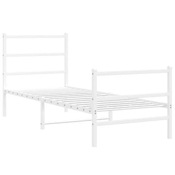 Vidaxl Kovinski posteljni okvir z vzglavjem in vznožjem bel 80x200 cm