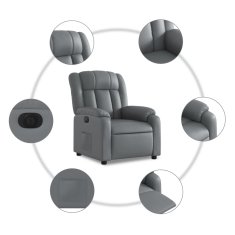 Vidaxl Električni naslanjač sivo umetno usnje