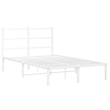 Vidaxl Kovinski posteljni okvir z vzglavjem bel 120x190 cm