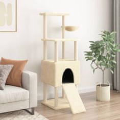 Vidaxl Mačje drevo s praskalniki iz sisala krem 153 cm