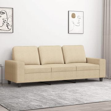 Vidaxl vidaXL kavč s tremi sedeži, kremne barve, 180 cm, oblazinjen s tkanino