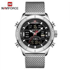 NaviForce NAVIFORCE 9153 visokokakovostna moška kvarčna ročna ura: Izvrstna izdelava: vrhunski trak iz nerjavečega jekla, vrhunska izdelava Silver-Black
