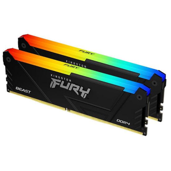 Kingston Fury Beast RGB pomnilnik (RAM), 32 GB (2x 16 GB kit), DDR4, 3200 MHz, CL16, DIMM (KF432C16BB12AK2/32)