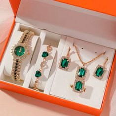 Netscroll Elegantni ženski 5-v-1 set nakita z uro, zapestnico, ogrlico, prstanom in uhani - Popoln za vsako priložnost, TimelessJewlery