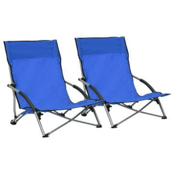 Vidaxl Zložljivi stoli za na plažo 2 kosa blago