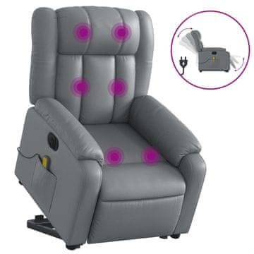 Vidaxl vidaXL Električni nagibni fotelj z masažo, siv