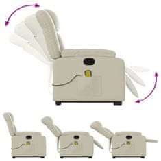 Greatstore Električni masažni stol s funkcijo vstajanja krem umetno usnje