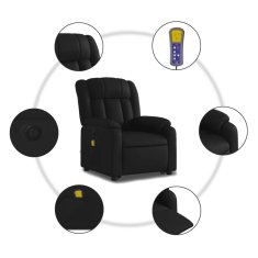 Vidaxl Električni masažni fotelj s funkcijo vstajanja črno um. usnje
