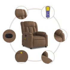Vidaxl Električni masažni naslanjač rjavo blago