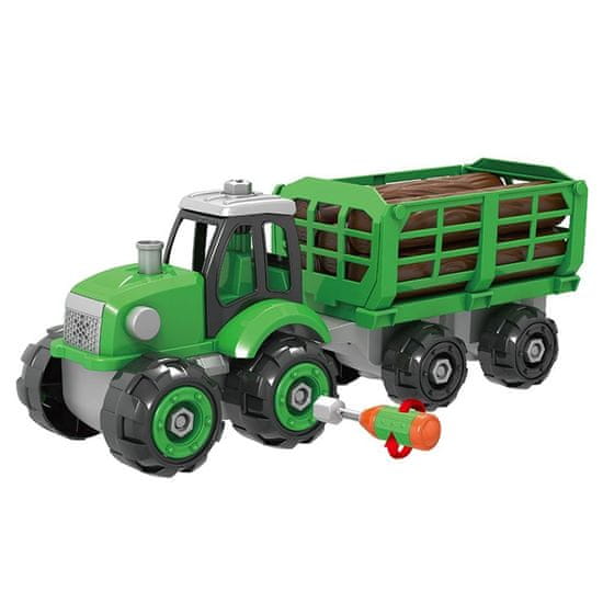 Rappa Traktor z nakladalno prikolico z lesom