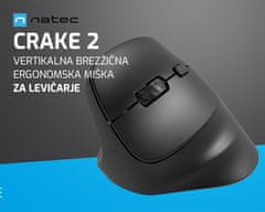 Natec CRAKE 2 vertikalna brezžična miška, 2400DPI, Bluetooth, za levičarje