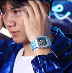 Curren 8438 Watch za moške nov pravokotnik Skeleton Quartz Watch moške poslovne luksuzne zapestne ure vodoodporna datum človek uro