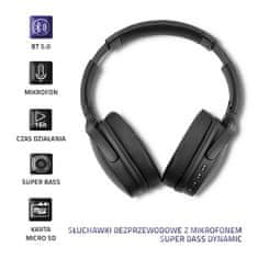 Qoltec qoltec 50851 brezžične slušalke z mikrofonom super bass | dynamic | bt | black