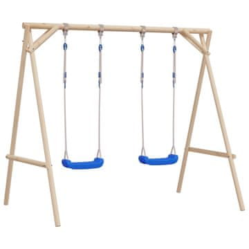 shumee vidaXL Sedež za gugalnico z vrvjo 2 kosa modra 38x16 cm PE