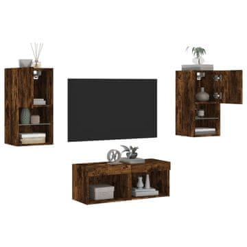 Vidaxl vidaXL 4-delni TV set z LED osvetlitvijo, dimljen hrast