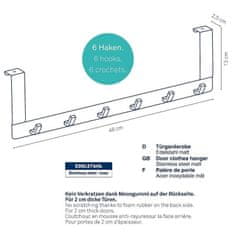 Kela Vratni obešalnik 6 kljuk Colgar nerjaveče jeklo mat srebrna 46,0x13,0x2,5cm KL-22229
