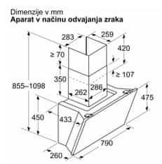 Bosch Serie 6 DWK81AN60 stenska napa, 80 cm, črno steklo