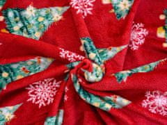 Ljubki dom Rdeča božična mikropliš deka DREVESCE IN SNEŽINKA, 150x200 cm