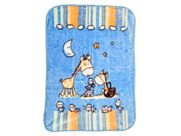 Ljubki dom Modra otroška deka ŽIRAFE, 80x110 cm