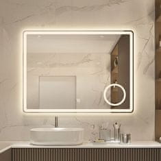 S6 Steklarstvo Šest LED ogledalo S63B, 100x75cm, z povečevalnim ogledalom
