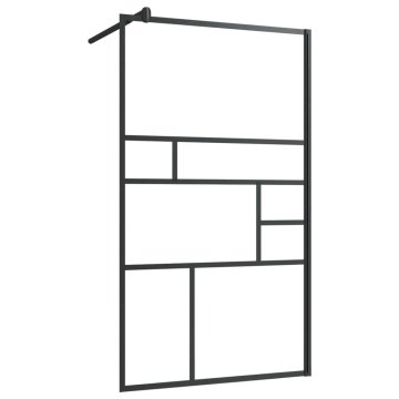 Vidaxl Pregrada za tuš s prozornim ESG steklom 90x195 cm črna