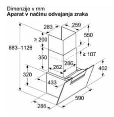 Bosch Serie 4 DWK67FN20 stenska napa, 60 cm, belo steklo