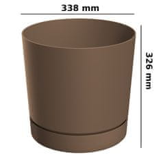 botle Okrogel cvetlični lonec s podstavkom Ø33,8 cm matirano rjave barve