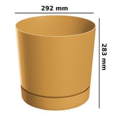 botle Okrogel cvetlični lonec s podstavkom Ø29,2 cm matirano rumene barve