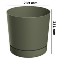 botle Okrogel cvetlični lonec s podstavkom Ø23,9 cm matirano zelen