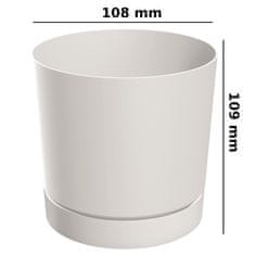 botle Okrogel cvetlični lonec s podstavkom Ø10,8 cm matirano bele barve