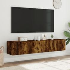 Vidaxl Stenske TV omarice z LED 2 kosa dimljeni hrast 80x35x31 cm