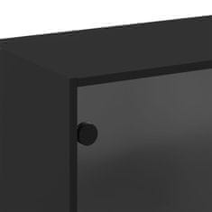 shumee Stenska omarica s steklenimi vrati črna 68x37x68,5 cm