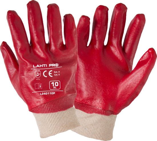 LAHTI PRO l240110k pvc rokavice rdeče [l240110p], 10, ce, lahtipro