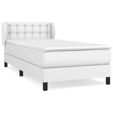 Vidaxl Box spring postelja z vzmetnico bel 100x200 cm umetno usnje
