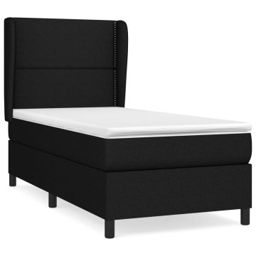 Vidaxl Box spring postelja z vzmetnico črn 90x190 cm blago