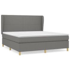 Vidaxl Box spring postelja z vzmetnico temno siva 180x200 cm blago