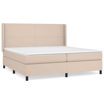Vidaxl Box spring postelja z vzmetnico kapučino 200x200 cm um. usnje
