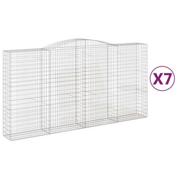 Vidaxl Obokane gabion košare 7 kosa 400x50x200/220 cm pocinkano železo