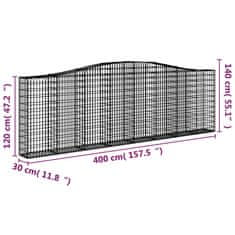 Vidaxl Obokane gabion košare 25kosa 400x30x120/140 cm pocinkano železo